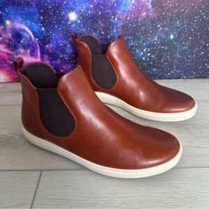 ECCO Soft 7 Leather Cognac Retro Classic Chelsea Boots Women Sz 40 EU (9/9.5 US)